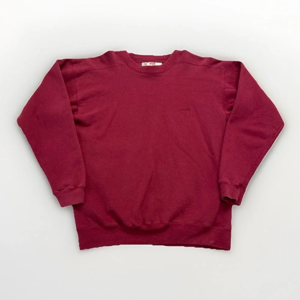 Vintage Levi's Sweatshirt‎ Mens M Red Fleece Crewneck Blank Y2k 90s